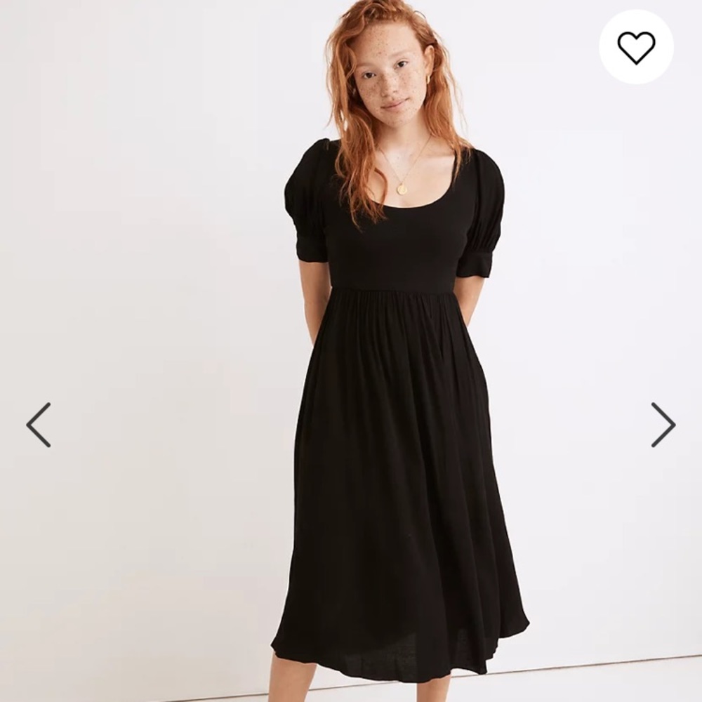 New with Tags- Madewell puff-sleeve scoop midi dress